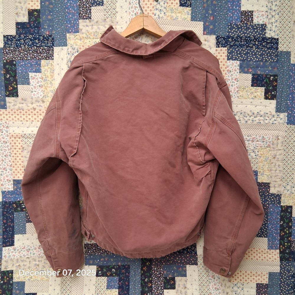 Vintage Carhartt JS1236 Redwood Detroit‎ Canvas Jacket Sheet Lined SZ Large Rare - Picture 3 of 15